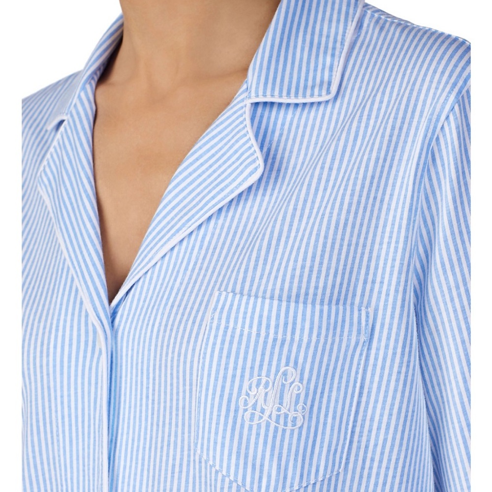 Lauren Ralph Lauren Bingham Knits Cotton Jersey‎ Cropped Pajama Set Sz Large - Picture 3 of 9